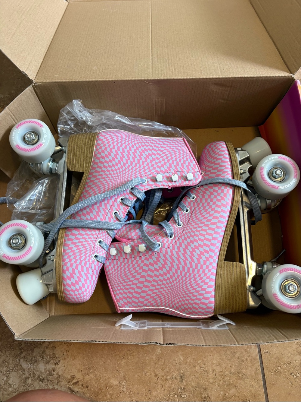Impala Rollerskates Pink Check Pattern Brand New Roller Skates